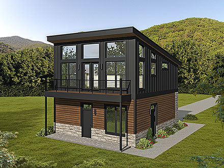 Coastal Contemporary Modern Elevation of Plan 81704