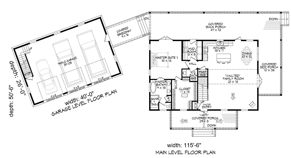 Bungalow Cabin Cottage Country Craftsman Farmhouse Level One of Plan 81714