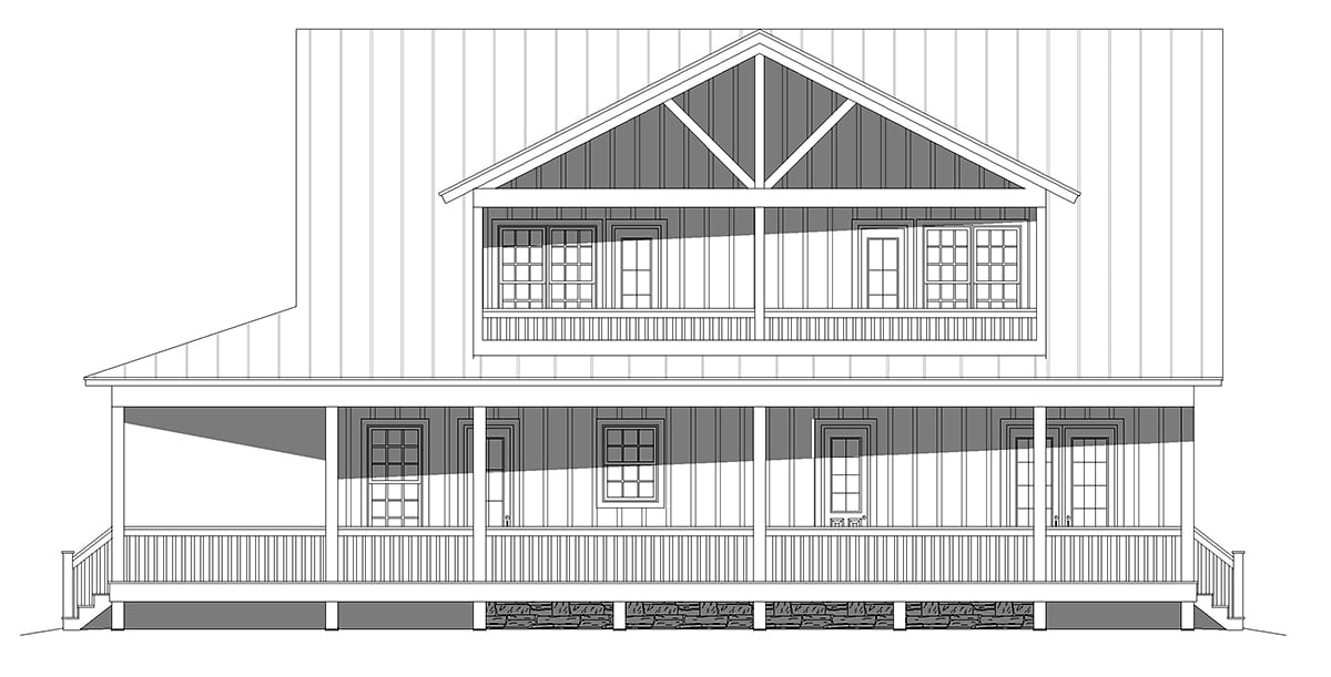 Bungalow Cabin Cottage Craftsman Farmhouse Rear Elevation of Plan 81715