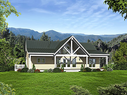 Country Farmhouse Ranch Traditional Elevation of Plan 81716