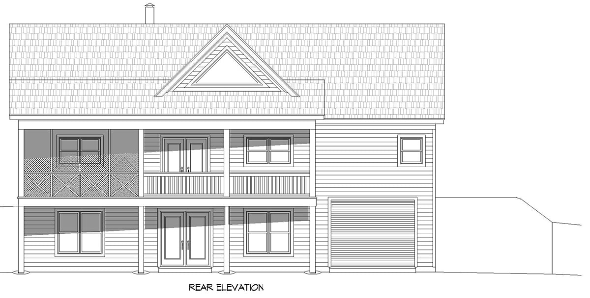 Country Farmhouse Ranch Traditional Rear Elevation of Plan 81716