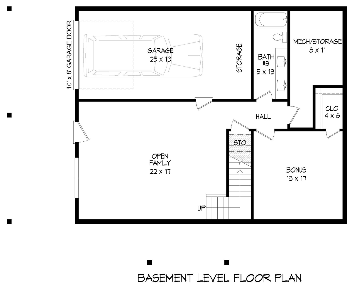 Cabin Country Prairie Style Traditional Lower Level of Plan 81718