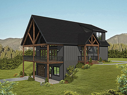 Cabin Country Prairie Style Traditional Elevation of Plan 81718
