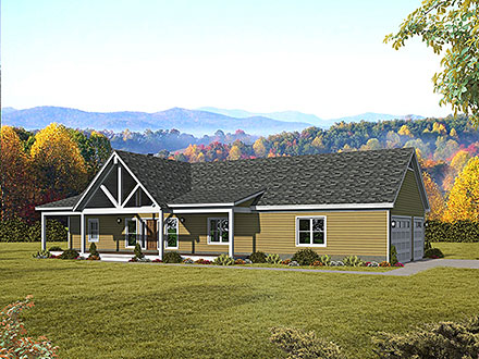 Country Farmhouse Ranch Traditional Elevation of Plan 81719