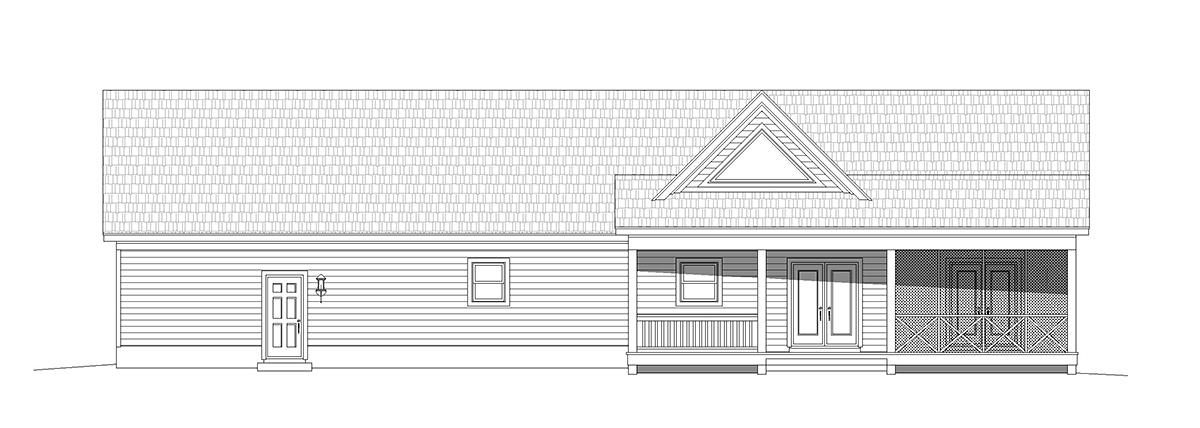 Country Farmhouse Ranch Traditional Rear Elevation of Plan 81719