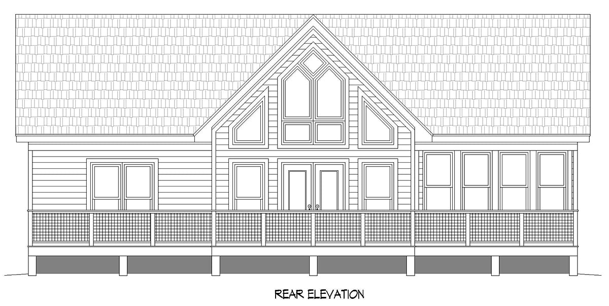 Bungalow Country Craftsman Farmhouse Prairie Style Ranch Traditional Rear Elevation of Plan 81723
