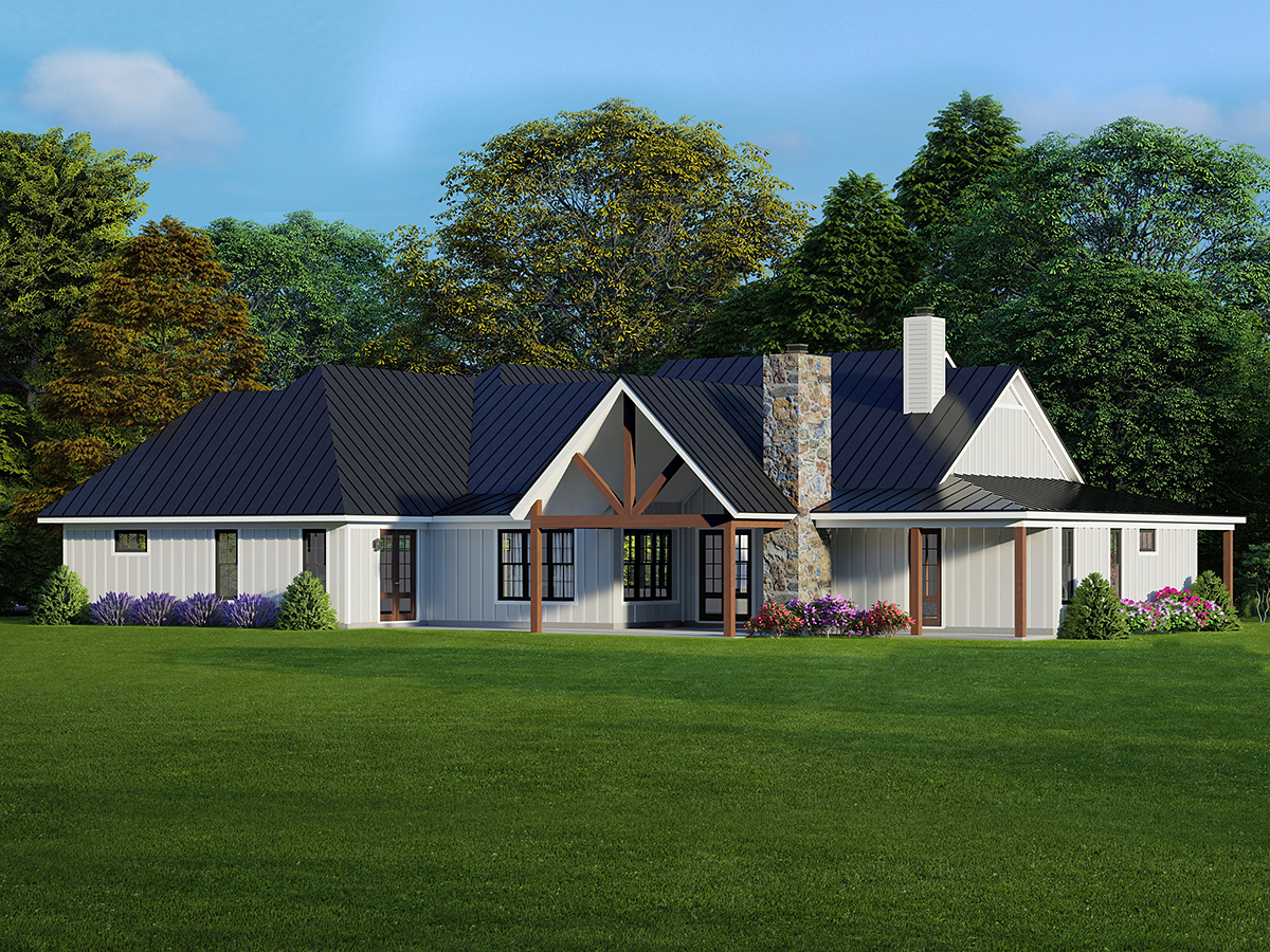 European French Country Ranch Rear Elevation of Plan 81724