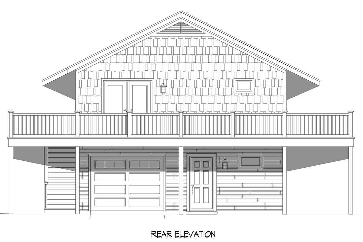 Bungalow Cottage Country Craftsman Rear Elevation of Plan 81725