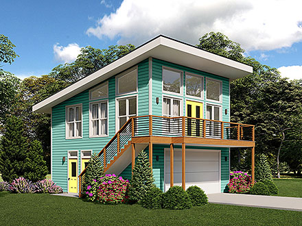 Coastal Contemporary Modern Elevation of Plan 81728