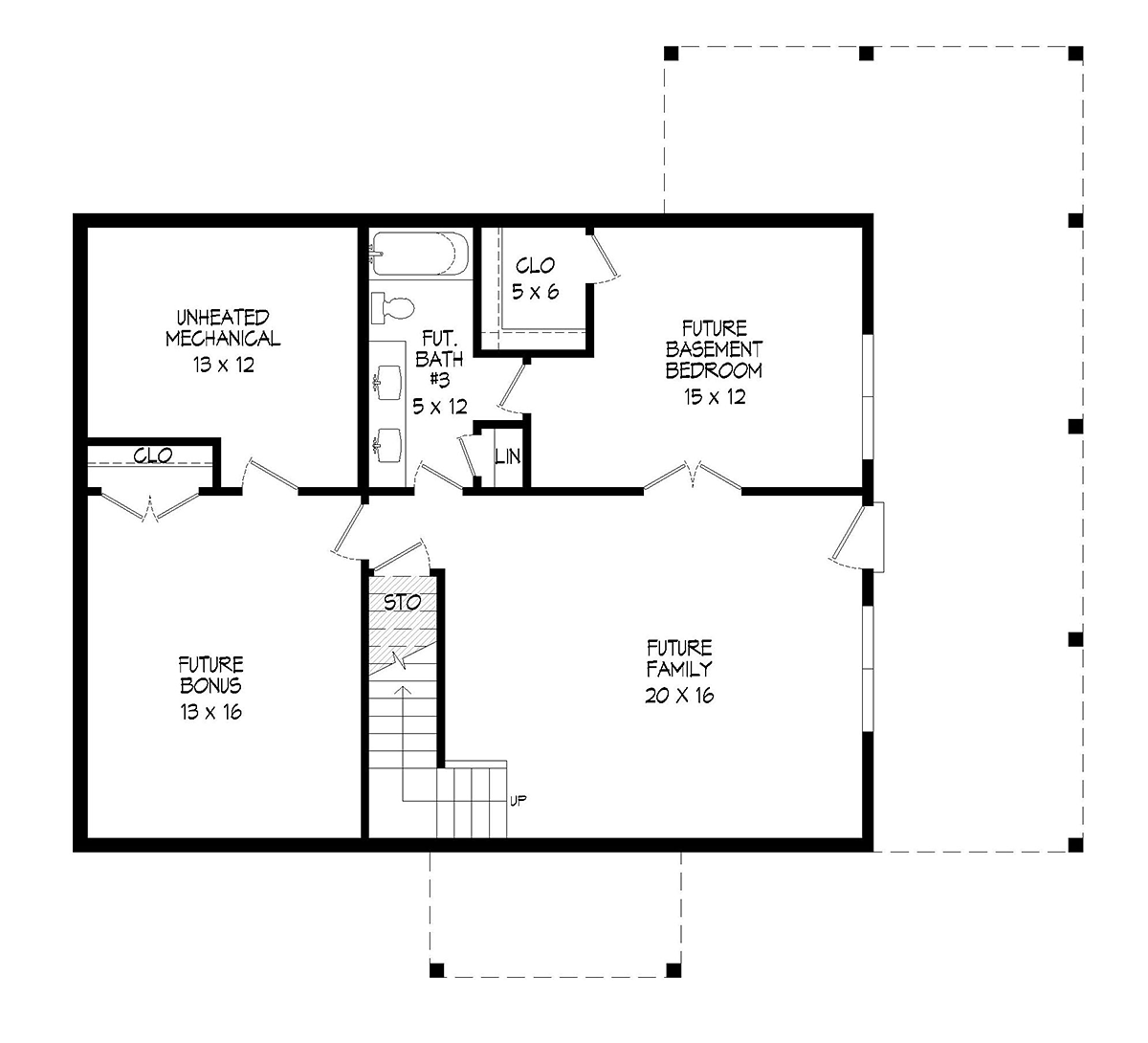 Cabin Country Prairie Style Ranch Traditional Lower Level of Plan 81734