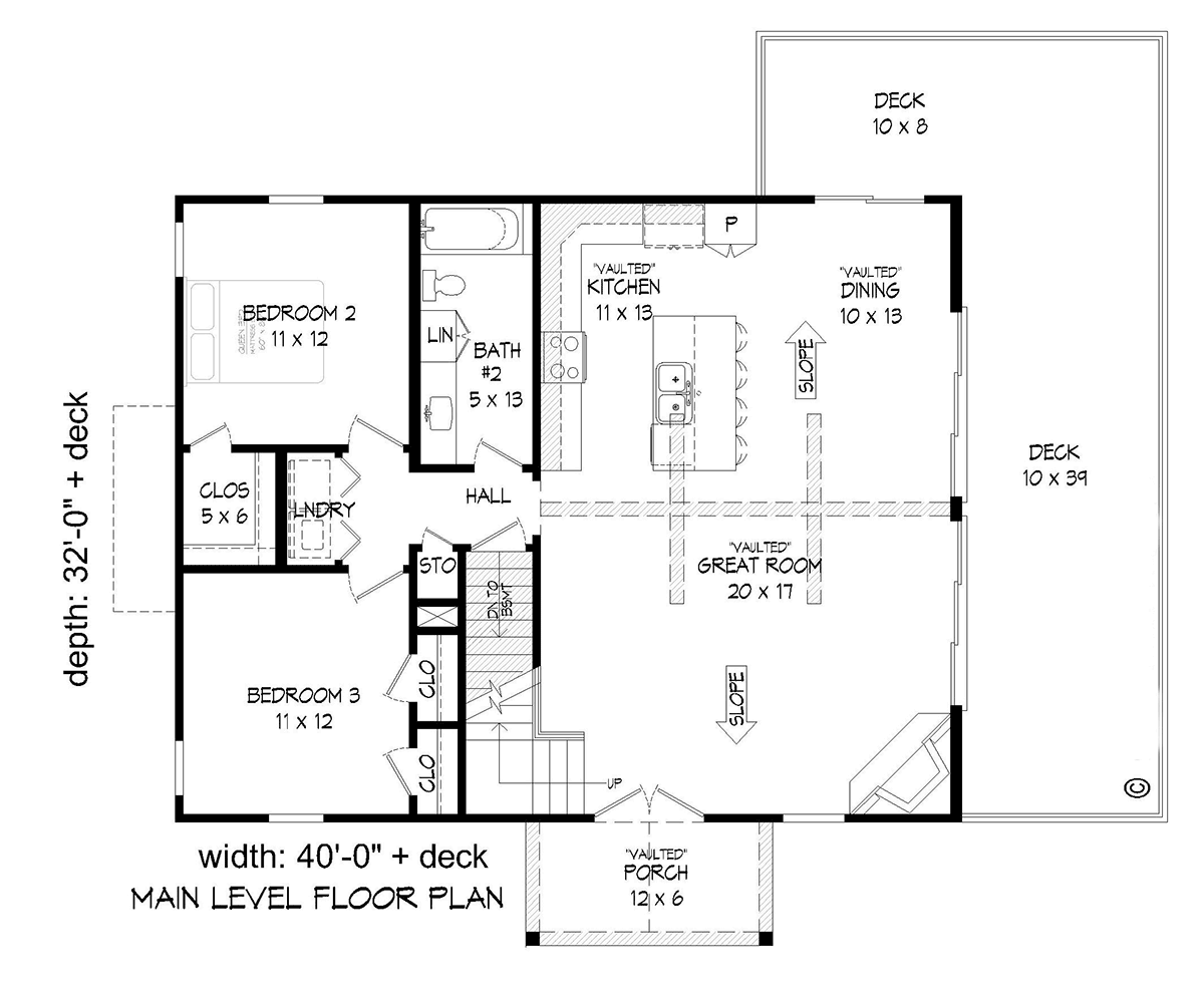 Cabin Country Prairie Style Ranch Traditional Level One of Plan 81734