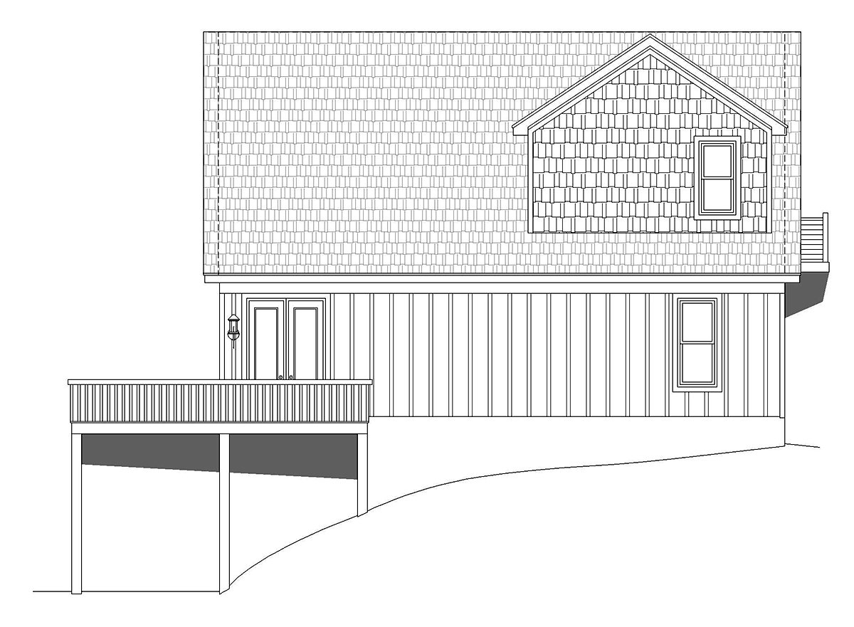 Cabin Country Prairie Style Ranch Traditional Rear Elevation of Plan 81734