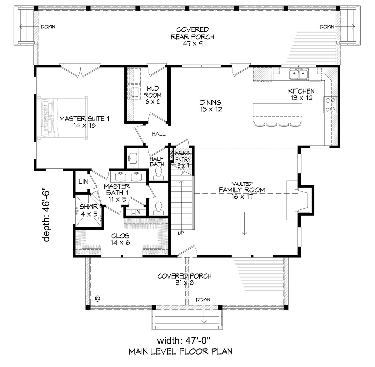 Contemporary Country Craftsman Level One of Plan 81735