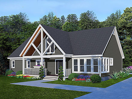 Bungalow Country Craftsman Farmhouse Ranch Traditional Elevation of Plan 81738