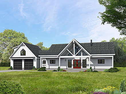 Country Farmhouse Ranch Traditional Elevation of Plan 81740