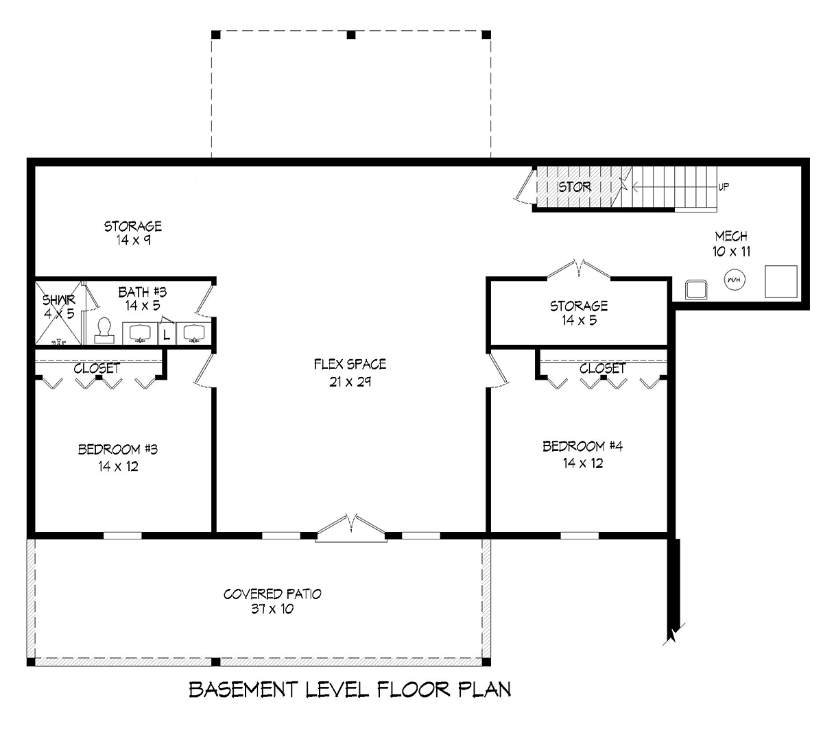 Country Farmhouse Traditional Lower Level of Plan 81741