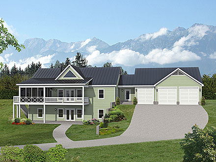 Country Farmhouse Traditional Elevation of Plan 81741