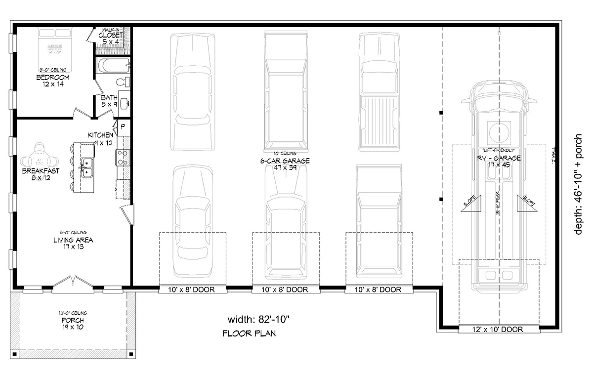 Garage-Living Plan 81742 Level One