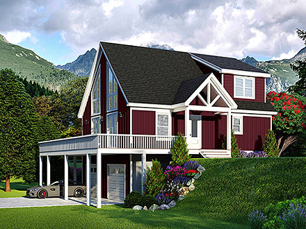 Country Farmhouse Prairie Style Ranch Elevation of Plan 81743