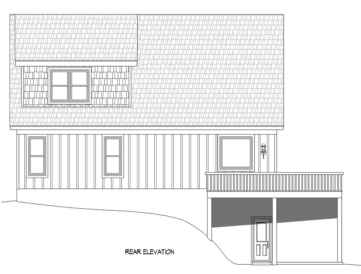 Country Farmhouse Prairie Style Ranch Rear Elevation of Plan 81743