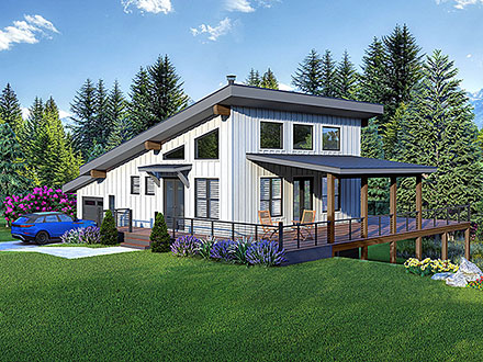 Coastal Contemporary Modern Elevation of Plan 81745