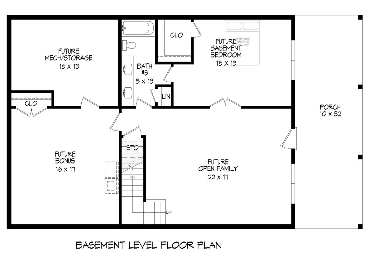 Cabin Country French Country Prairie Style Ranch Traditional Lower Level of Plan 81746