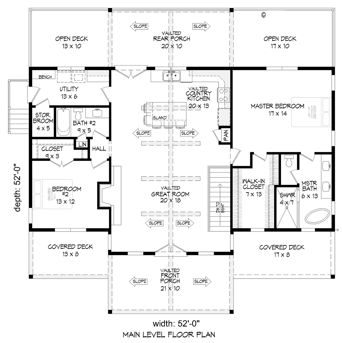 Bungalow Cabin Country Craftsman Farmhouse Ranch Traditional Level One of Plan 81747