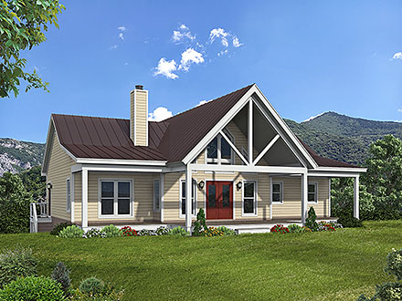 Bungalow Cabin Country Craftsman Farmhouse Ranch Traditional Elevation of Plan 81747