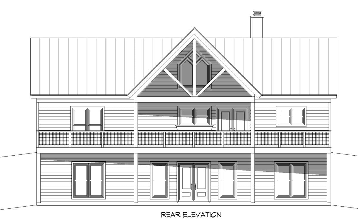 Bungalow Cabin Country Craftsman Farmhouse Ranch Traditional Rear Elevation of Plan 81747