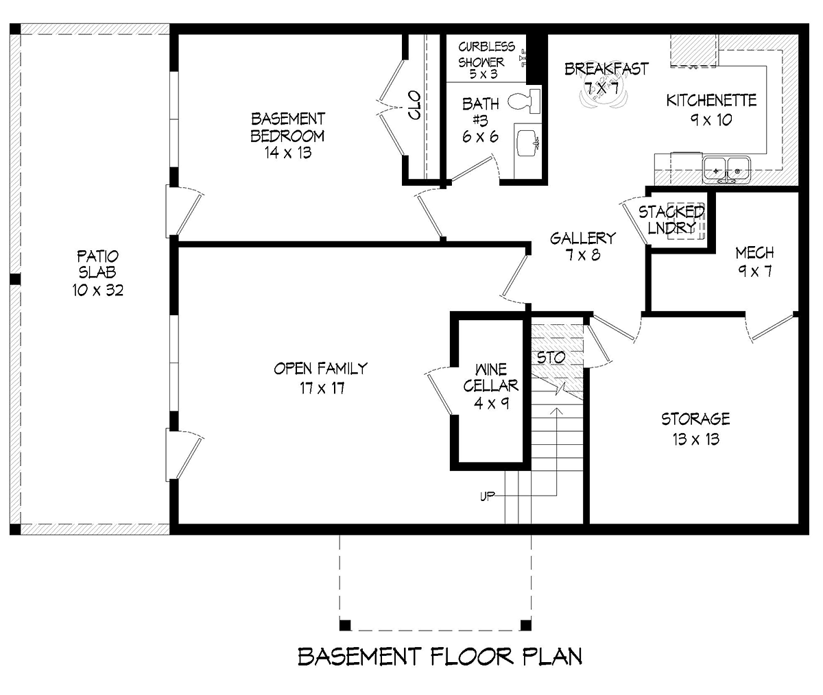Cabin Country Prairie Style Ranch Traditional Lower Level of Plan 81749