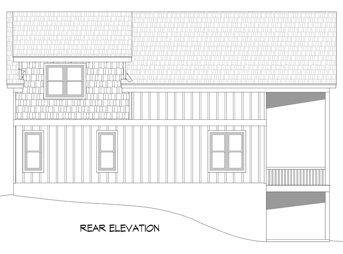 Cabin Country Prairie Style Ranch Traditional Rear Elevation of Plan 81749