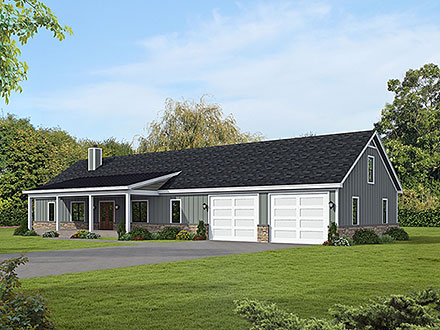 Country Ranch Traditional Elevation of Plan 81755
