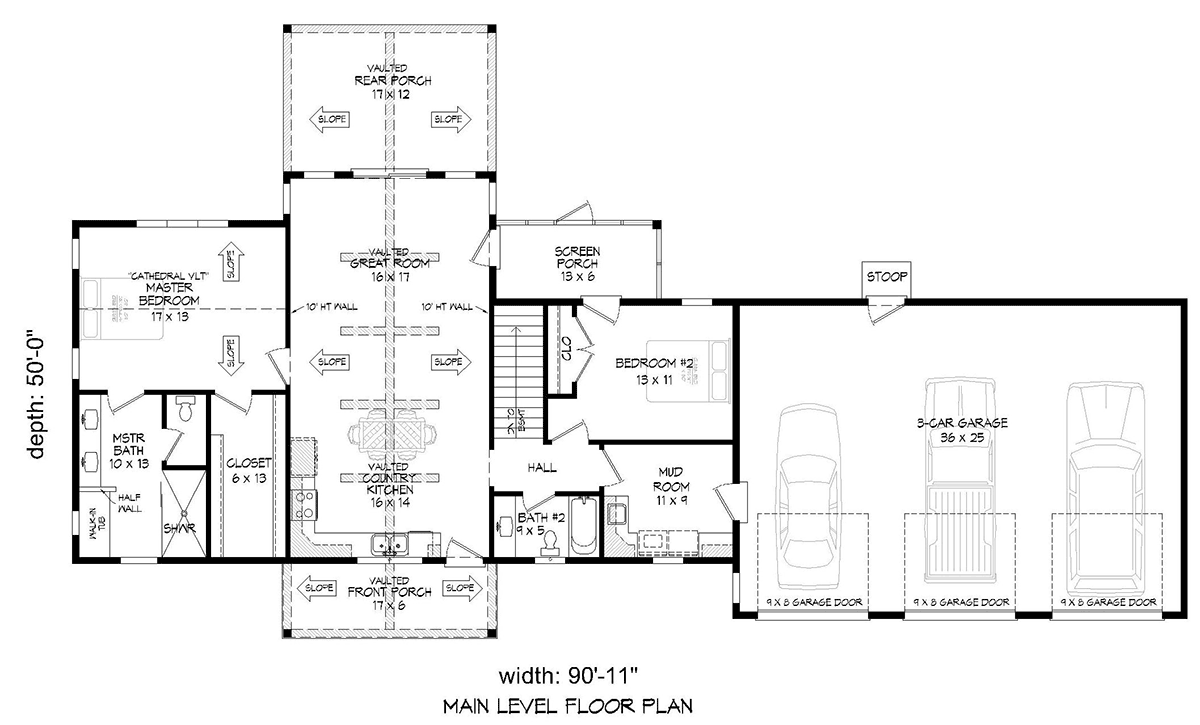 Country Ranch Traditional Level One of Plan 81761