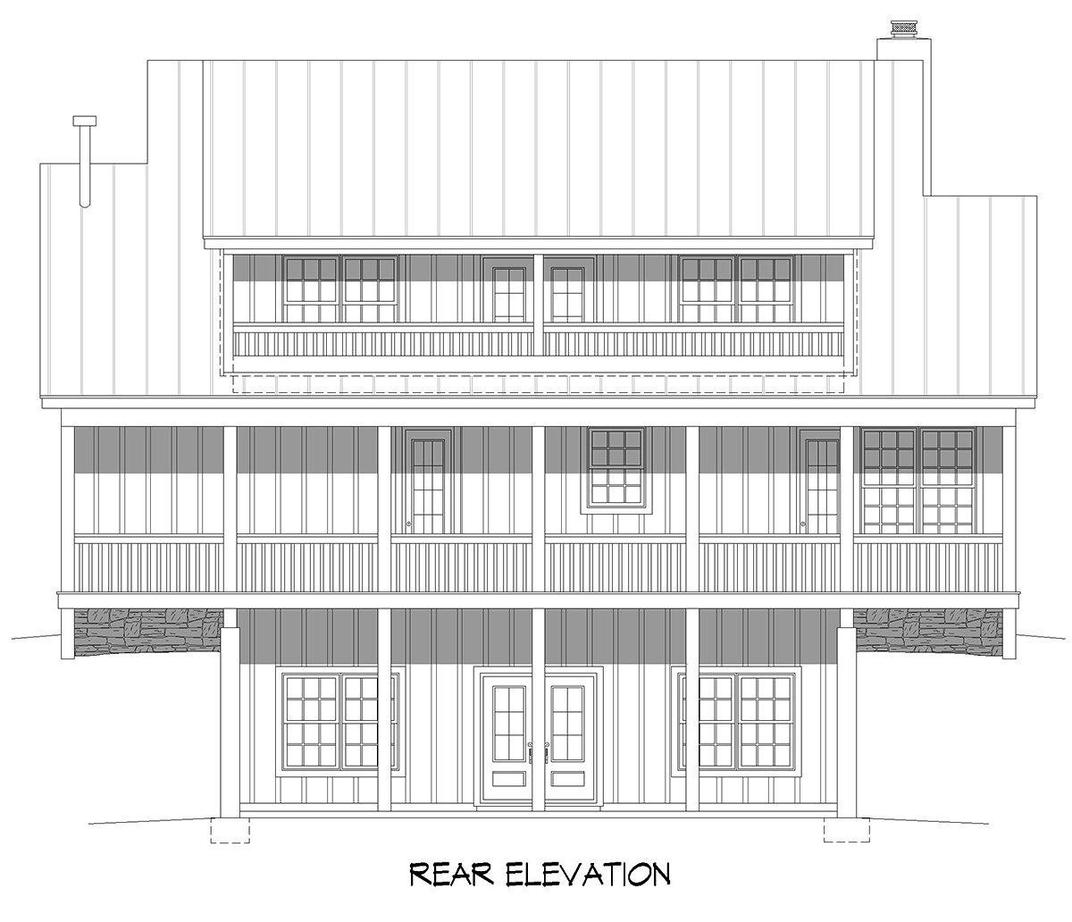 Contemporary Country Traditional Rear Elevation of Plan 81765