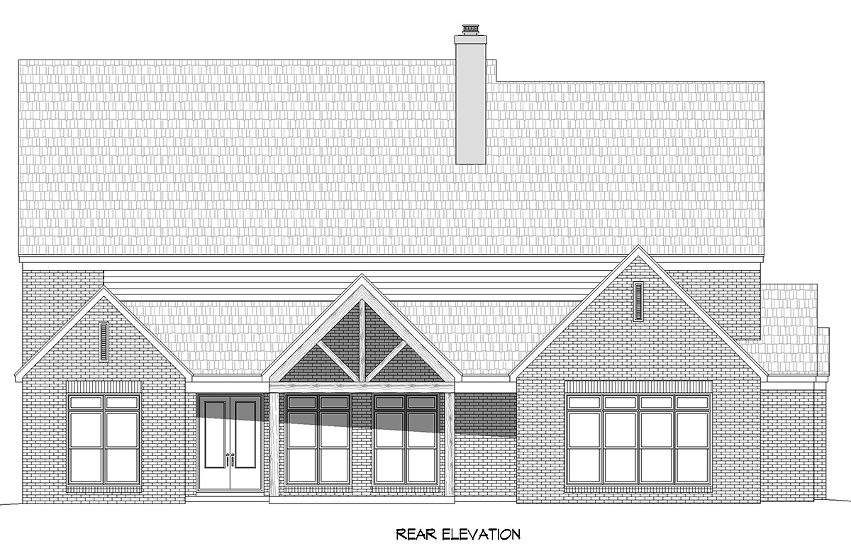 Contemporary European French Country Traditional Rear Elevation of Plan 81769