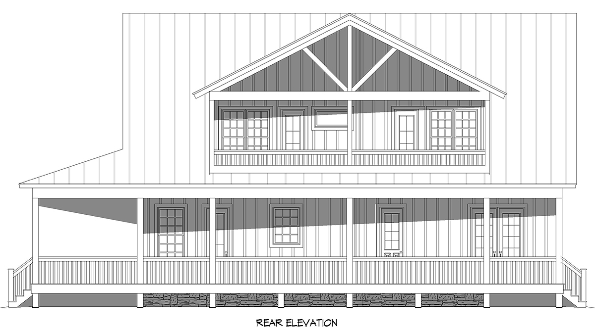 Cabin Cottage Country Craftsman Farmhouse Rear Elevation of Plan 81770