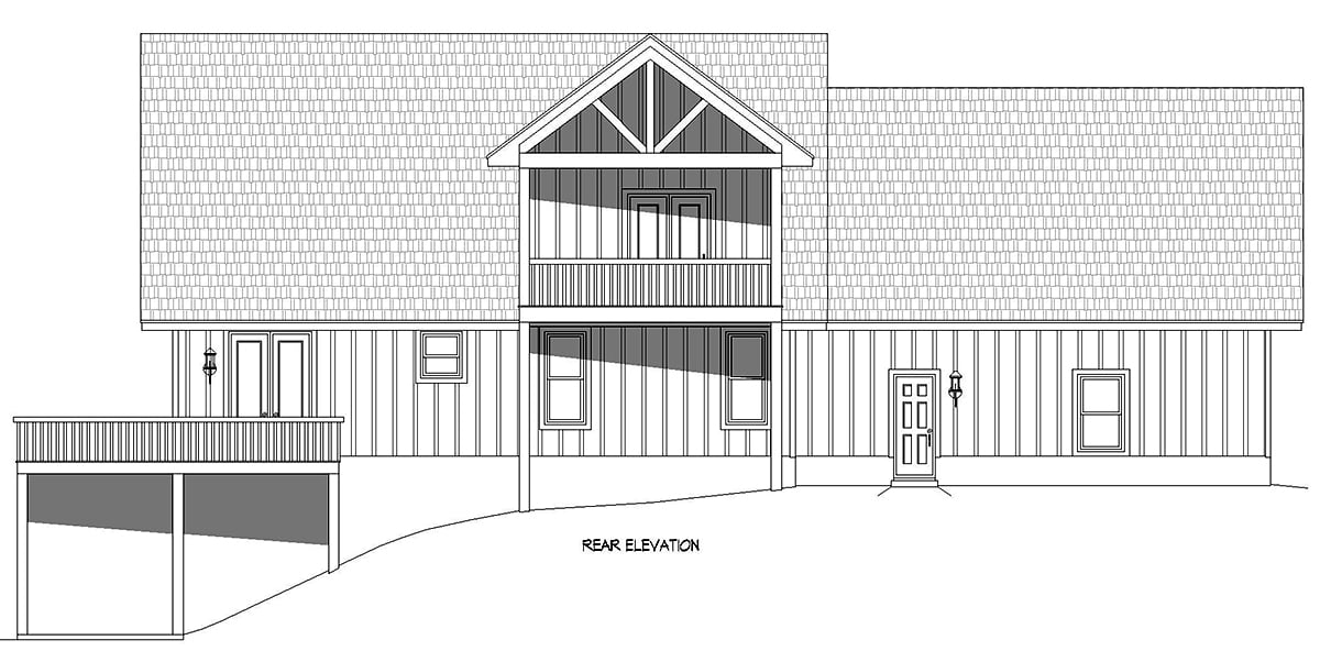 Cabin Country Craftsman French Country Prairie Style Traditional Rear Elevation of Plan 81771