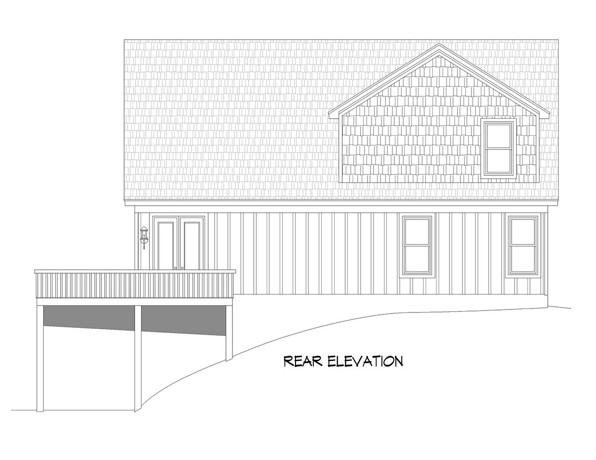 Cabin Country French Country Prairie Style Traditional Rear Elevation of Plan 81773