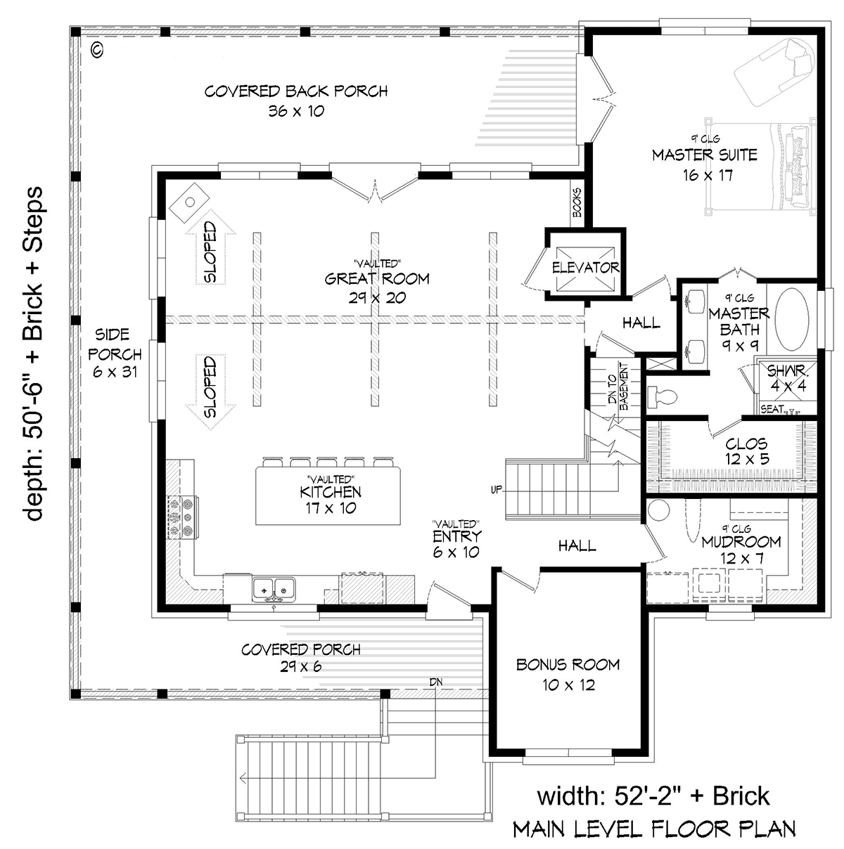 Country Farmhouse Traditional Level One of Plan 81775