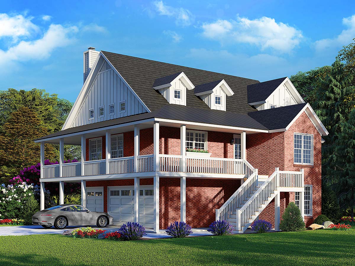 Country, Farmhouse, Traditional Plan with 3101 Sq. Ft., 3 Bedrooms, 2 Bathrooms, 3 Car Garage Elevation