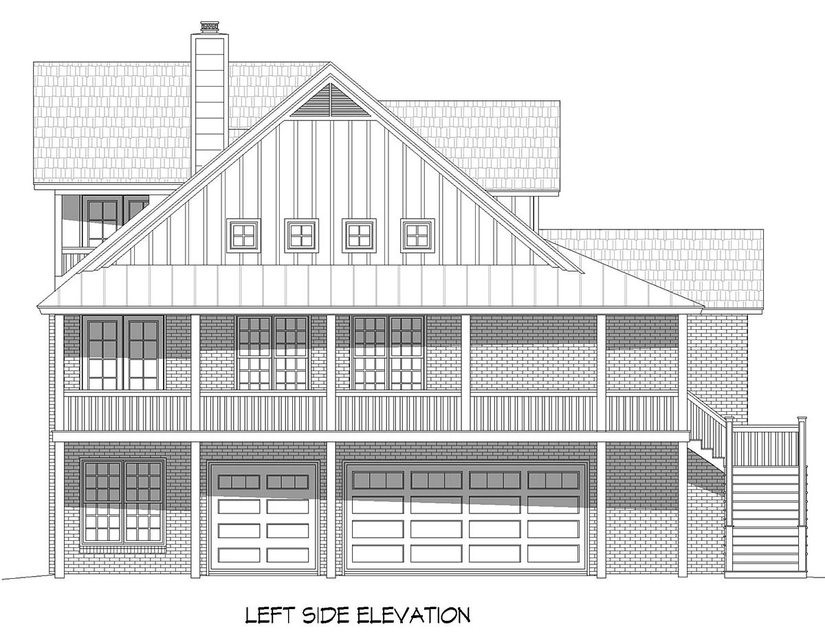 Country, Farmhouse, Traditional Plan with 3101 Sq. Ft., 3 Bedrooms, 2 Bathrooms, 3 Car Garage Picture 3