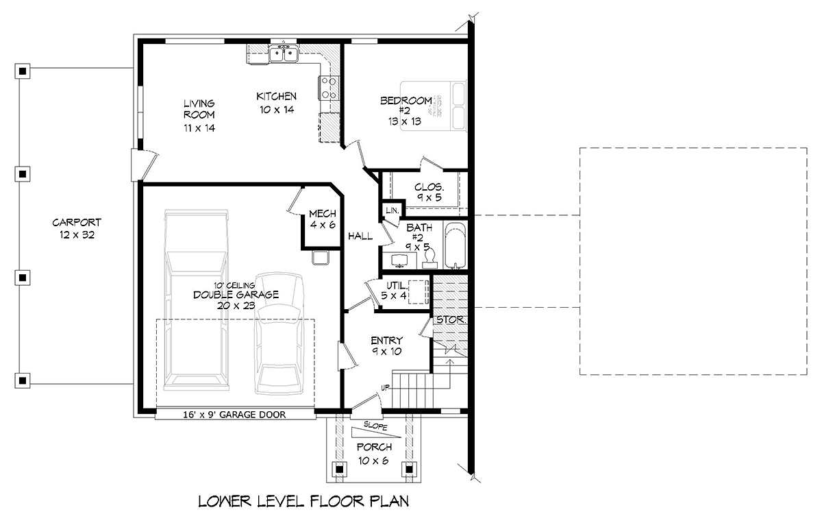 Contemporary Modern Lower Level of Plan 81777