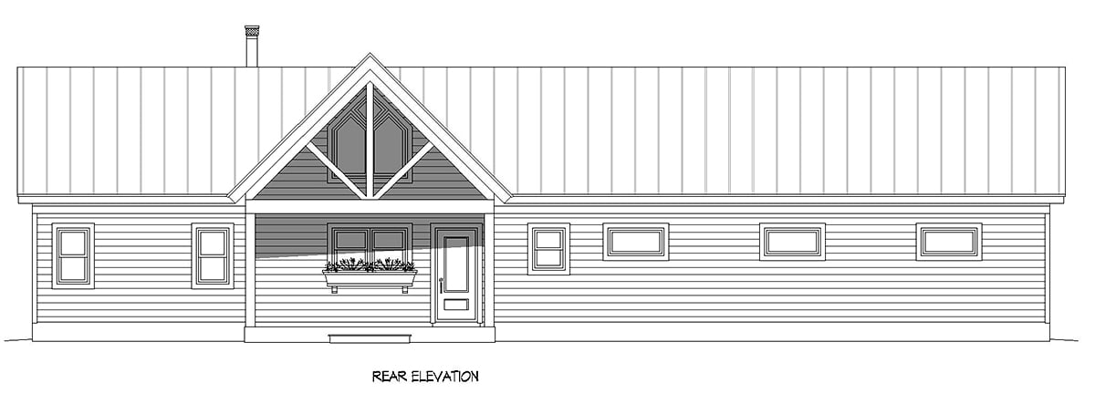 Cabin Country Farmhouse New American Style Ranch Traditional Rear Elevation of Plan 81781