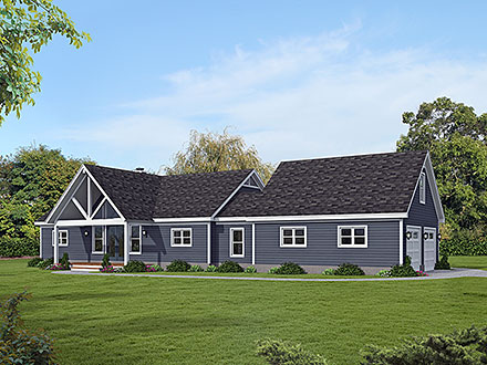 Country Farmhouse Ranch Traditional Elevation of Plan 81782