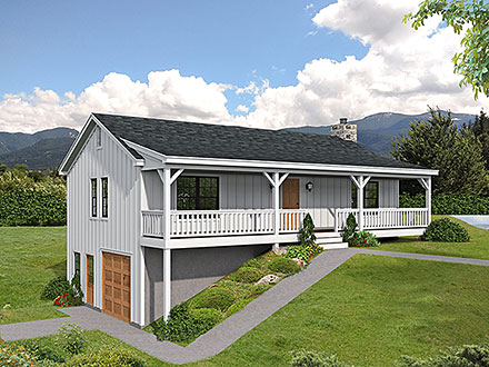 Cottage Country Farmhouse New American Style Ranch Traditional Elevation of Plan 81783