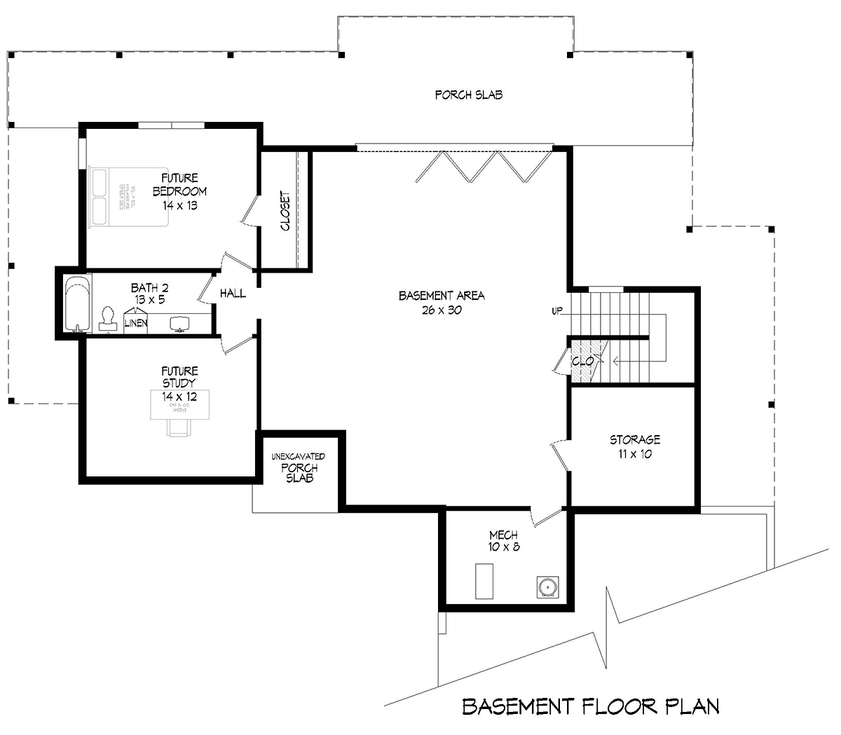 Contemporary Modern Lower Level of Plan 81784