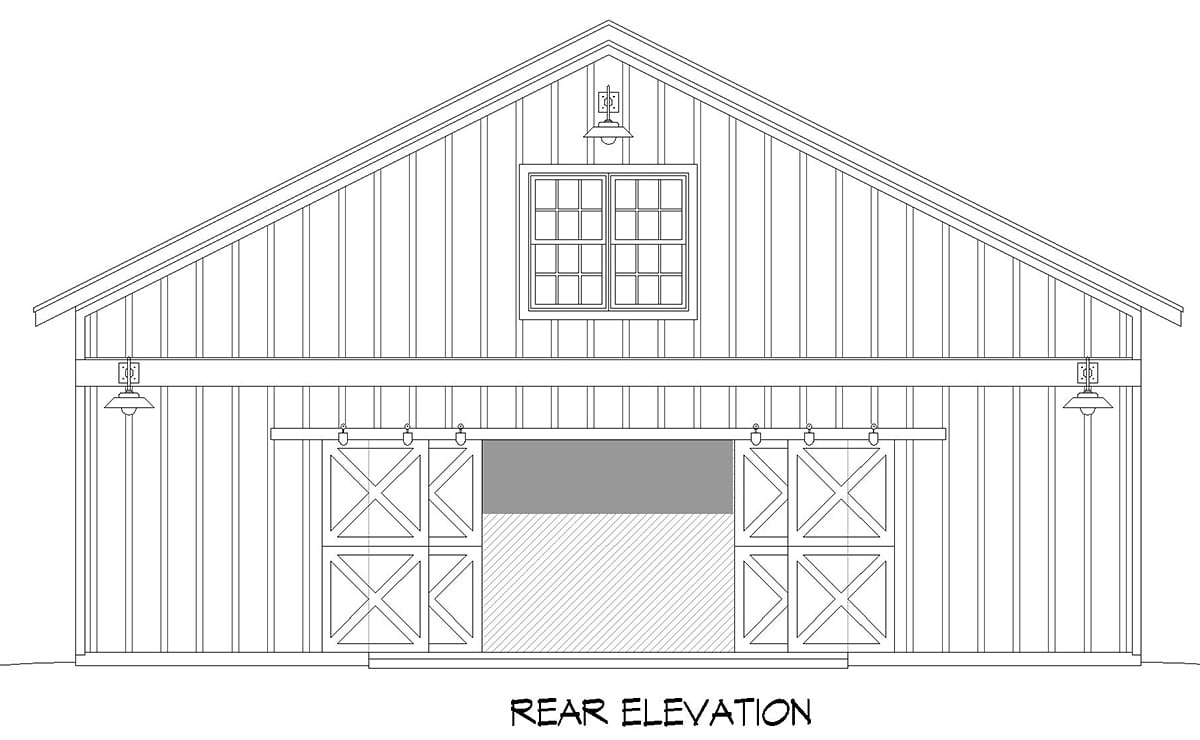 Garage Plan 81788 - 4 Car Garage Rear Elevation