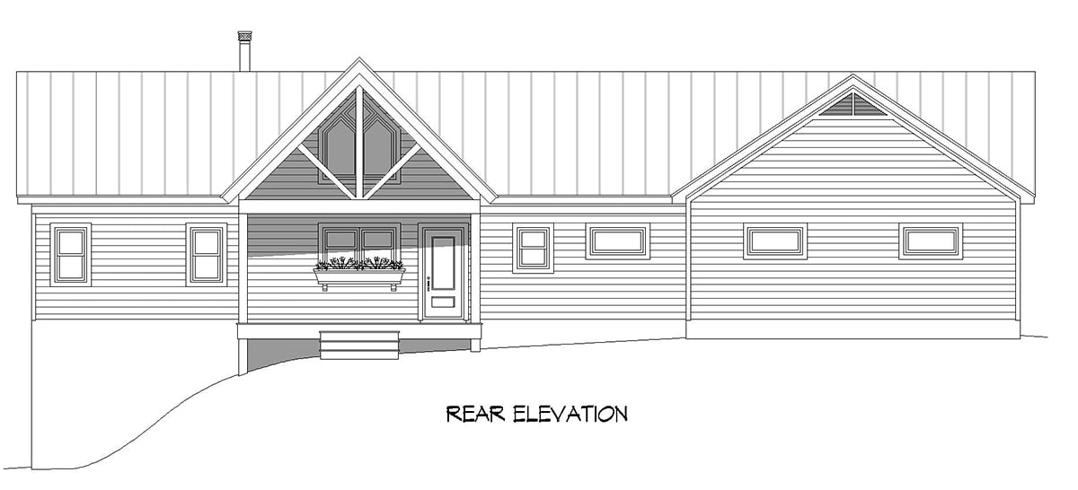 Bungalow Cabin Country Craftsman Farmhouse New American Style Ranch Traditional Rear Elevation of Plan 81792