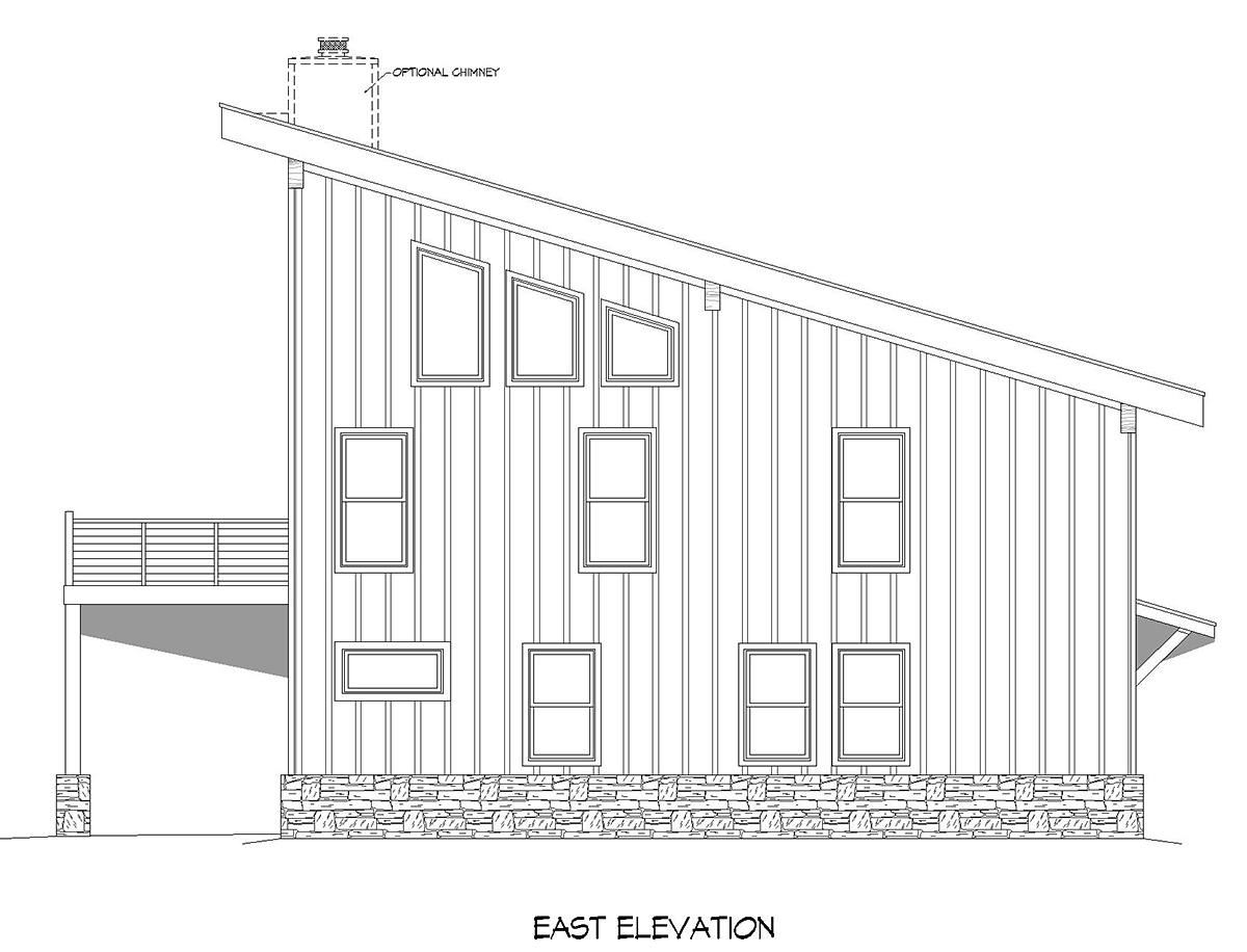Coastal Contemporary Cottage Modern Rear Elevation of Plan 81799