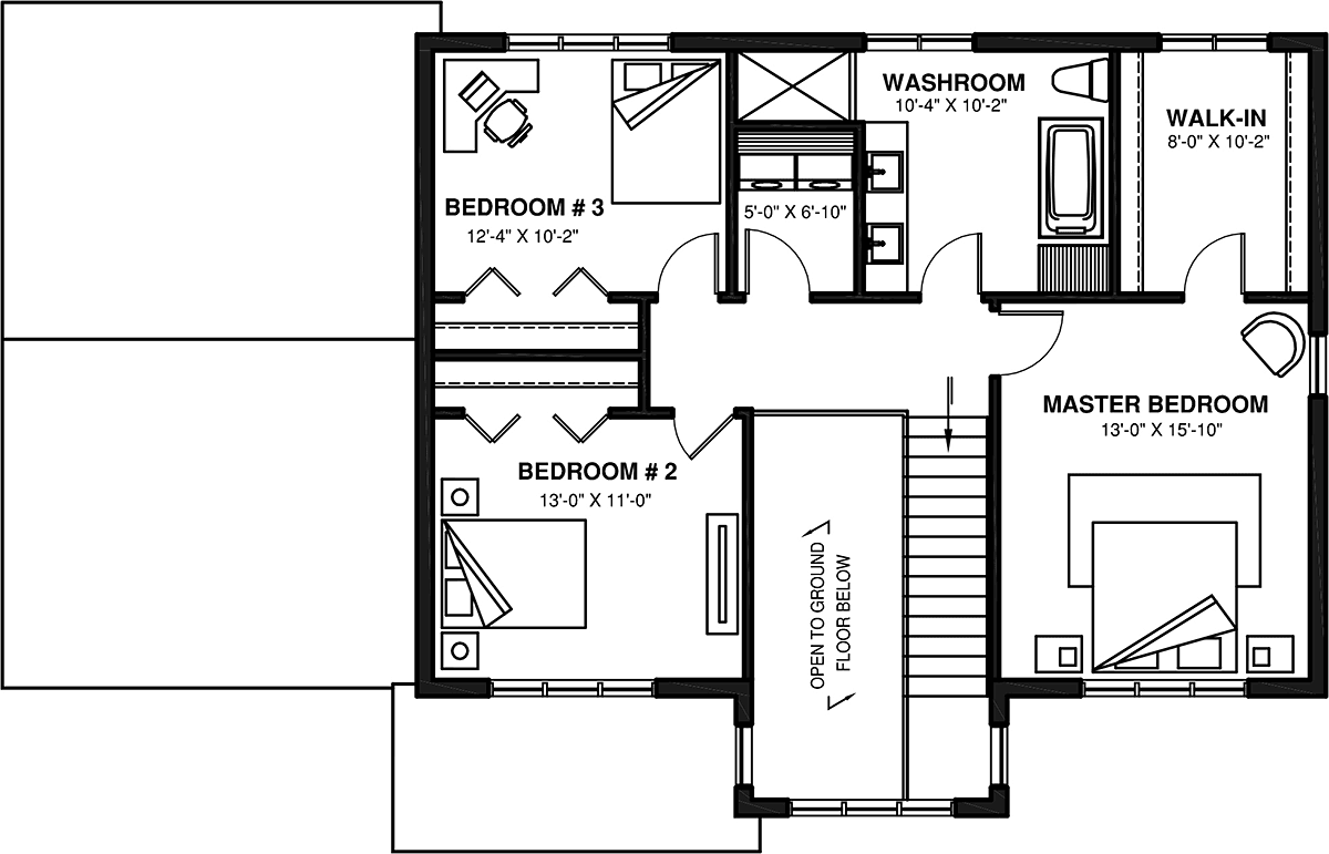 Country Farmhouse Level Two of Plan 81800